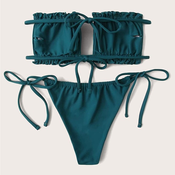 Ruched Bandeau Bikini NWOT - Picture 2 of 5